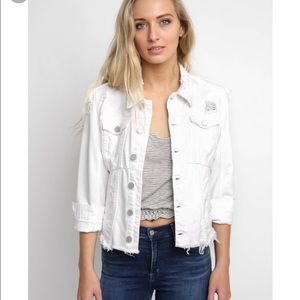 white frayed denim jacket
